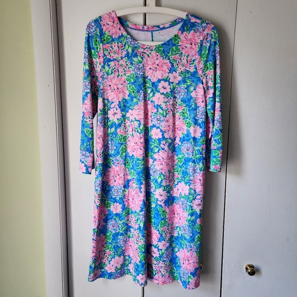 Lilly Pulitzer Sola Floral Dress in Pink and Blue Like New - Picture 1 of 6